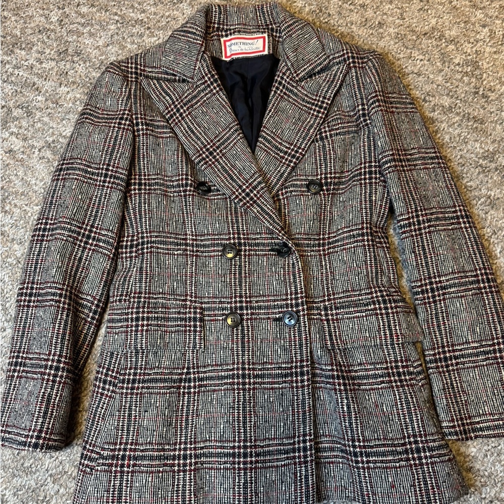 Vintage Something! by Oscar de la Renta Plaid Double-Breasted wool jacket